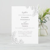 Klassieke zwart-wit geïllustreerde uitnodiging (Staand voorkant)