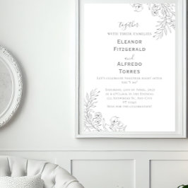 Klassieke zwart-wit geïllustreerde uitnodiging