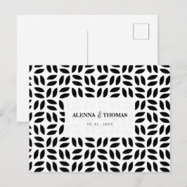 Klassieke zwart-wit geometrische bloemige bruiloft briefkaart