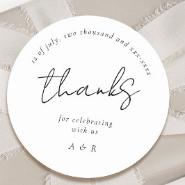 Klassieke Zwart Wit Gepersonaliseerde Namen Trouwe Ronde Sticker