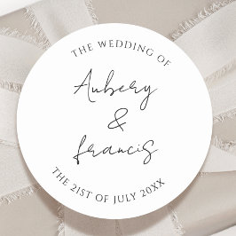 Klassieke Zwart Wit Gepersonaliseerde Namen Trouwe Ronde Sticker