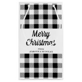 Klassieke zwart-wit geplakt vrolijk kerstfeest klein cadeauzakje (Achterkant)