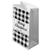 Klassieke zwart-wit geplakt vrolijk kerstfeest klein cadeauzakje (Voorkant Gekanteld)