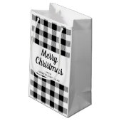 Klassieke zwart-wit geplakt vrolijk kerstfeest klein cadeauzakje (Achterkant Gekanteld)