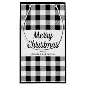 Klassieke zwart-wit geplakte kerst klein cadeauzakje (Achterkant)