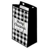 Klassieke zwart-wit geplakte kerst klein cadeauzakje (Voorkant Gekanteld)