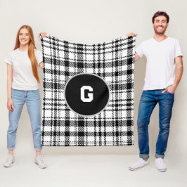 Klassieke zwart-wit geruite fleece deken