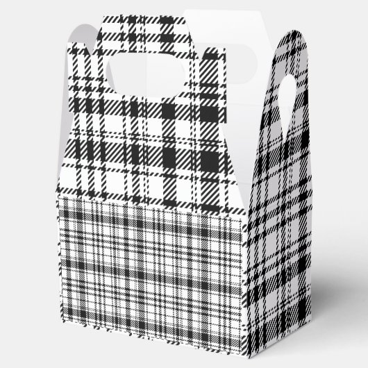 Klassieke zwart-wit geruite stof Bedankdoosjes (Geopend)