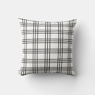 Klassieke zwart-wit geruite tartan kussen