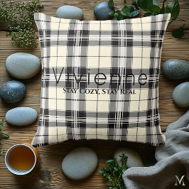 Klassieke Zwart-Wit Gestreepte Plaid | Aangepaste  Kussen