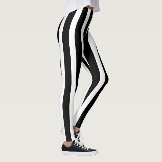 Klassieke zwart-wit gestreepte stijlvol leggings (Rechts)