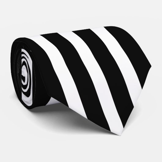 Klassieke zwart-wit gestreepte stijlvolle Stropdas (Opgerold)