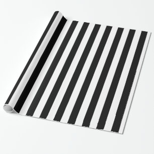 Klassieke zwart-wit gestreepte verticale strepen cadeaupapier