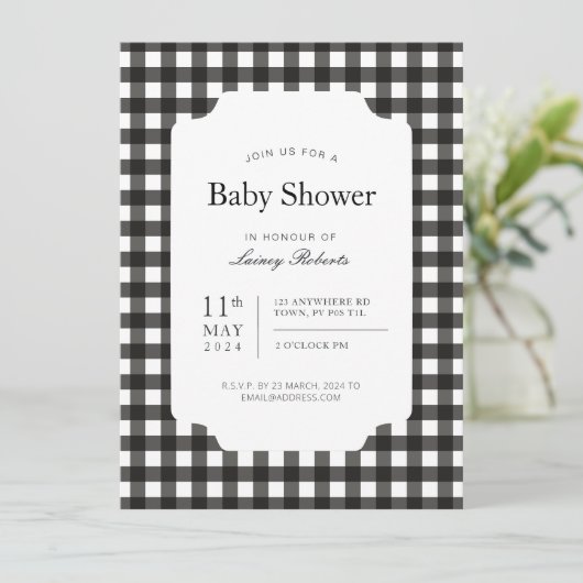 Klassieke Zwart-Wit Gingham Plaid Checkerboard Kaart (Staand voorkant)