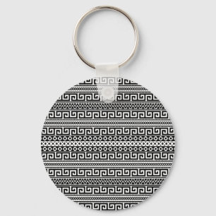 Klassieke zwart-wit Griekse sleutel geometrisch Sleutelhanger