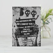 Klassieke zwart-wit Halloween Party Kaart (Staand voorkant)