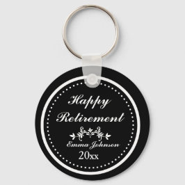 Klassieke Zwart & Wit Happy Retirement Sleutelhanger