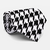 Klassieke zwart-wit Houndstooth Stropdas (Opgerold)