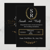 Klassieke zwart-wit huwelijksuitnodiging feestdagenkaart (Voorkant / Achterkant)