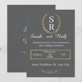 Klassieke zwart-wit huwelijksuitnodiging kaart (Voorkant / Achterkant)