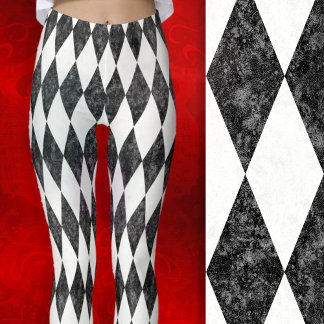 Klassieke Zwart Wit-Ijs Harlekijn Diamant Argyle Leggings