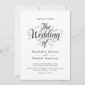 Klassieke zwart-wit kalligrafie script bruiloft kaart (Voorkant)