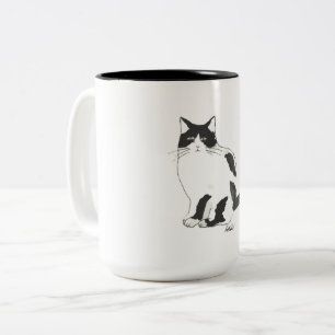 Klassieke zwart-wit kat koffiemok tweekleurige koffiemok
