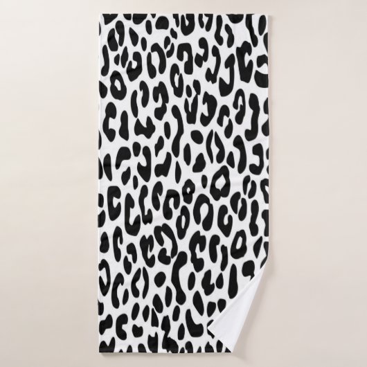 Klassieke zwart-wit luipaardprint badhanddoek (Badhanddoek)