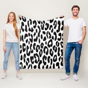 Klassieke zwart-wit luipaardprint fleece deken