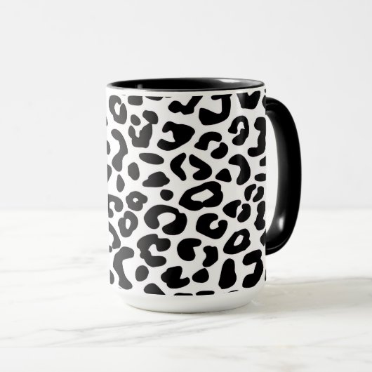 Klassieke zwart-wit luipaardprint mok (Voorkant rechts)