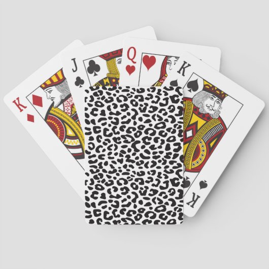 Klassieke zwart-wit luipaardprint pokerkaarten (Achterkant)
