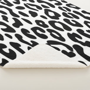 Klassieke zwart-wit luipaardprint sherpa deken