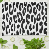 Klassieke zwart-wit luipaardprint theedoek (Gevouwen)