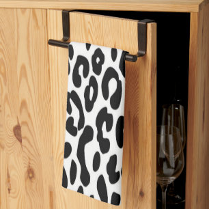 Klassieke zwart-wit luipaardprint theedoek