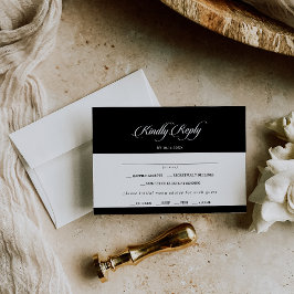 Klassieke Zwart-Wit Menu Keuze RSVP Kaart