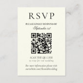 Klassieke Zwart-Wit Minimalistische Trouw-QR-code RSVP Kaartje (Voorkant)