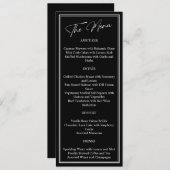 Klassieke zwart-wit moderne bruiloft menu (Voorkant / Achterkant)