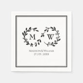 Klassieke zwart-wit moderne bruiloft servet (Voorkant)