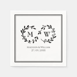 Klassieke zwart-wit moderne bruiloft servet
