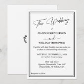 Klassieke Zwart-Wit Moderne Huwelijksuitnodiging Kaart (Voorkant / Achterkant)