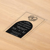Klassieke Zwart-Wit Monogram Bruiloft Acryl Uitnodigingen (Laagn)