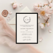Klassieke Zwart Wit Monogram QR Code Wedding Kaart
