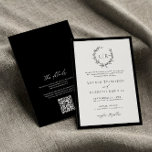 Klassieke Zwart Wit Monogram QR Code Wedding Kaart<br><div class="desc">Elegante & klassieke blad monogram krans zwart-wit QR code bruiloft uitnodiging.</div>