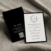 Klassieke Zwart Wit Monogram QR Code Wedding Kaart