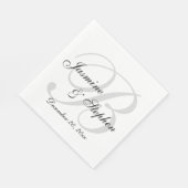 Klassieke zwart-wit op maat gemaakte monogram papi servet (Hoek)