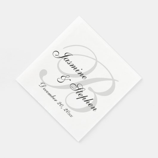 Klassieke zwart-wit op maat gemaakte monogram papi servet (Hoek)