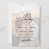 Klassieke zwart-wit overlay foto bruiloft kaart (Voorkant)