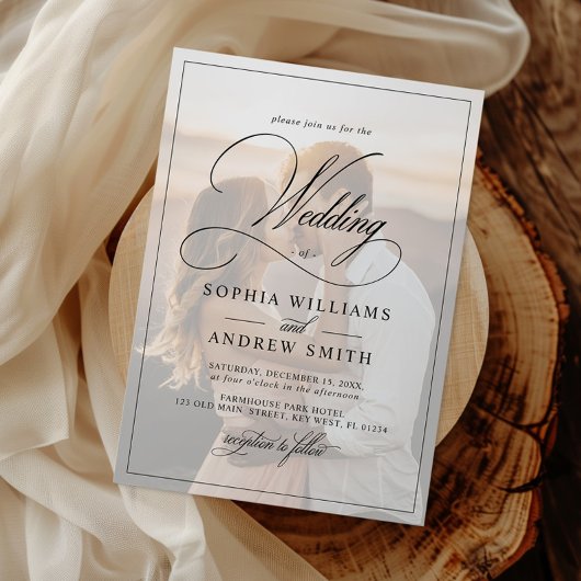 Klassieke zwart-wit overlay foto bruiloft kaart