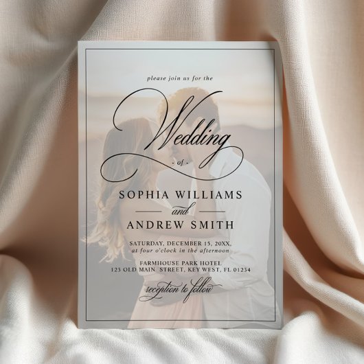 Klassieke zwart-wit overlay foto bruiloft kaart