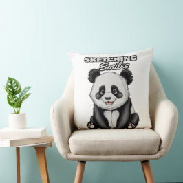 Klassieke zwart-wit Panda Art Illustration Kussen